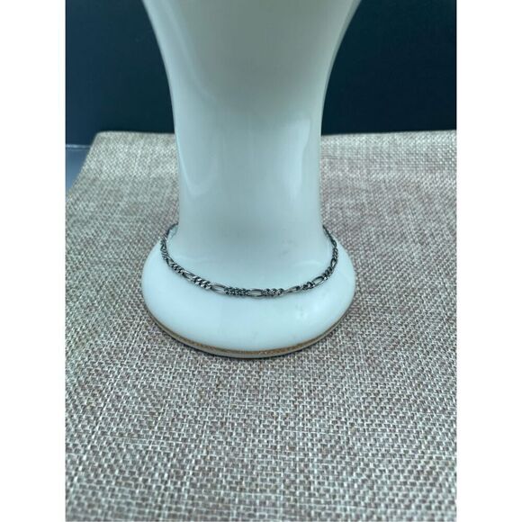 Vintage Sterling Silver 3mm Figaro Chain Link Bracelet, Size 9 Inch, Italy - Picture 1 of 6